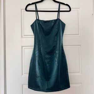 Revolve Superdown Amy Mini Dress in Teal Metallic xxs